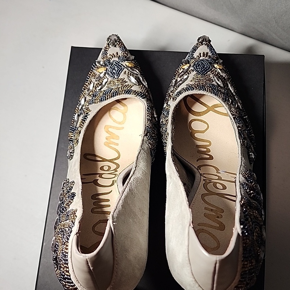 Sam Edelman Rare Beaded Women's Shoes - Gray and Gold - Picture 7 of 11